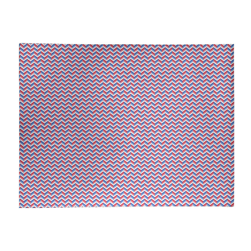 Tapis à chevrons bleu/rouge fait main, Rectangle 9 pi x 12 pi