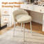 Mignonne chaise de coiffeuse avec cadre en or, fauteuil de maquillage avec dossier bas pour les petits espaces, tabouret de coiffeuse moderne en cuir Pu pour chambre à coucher, blanc