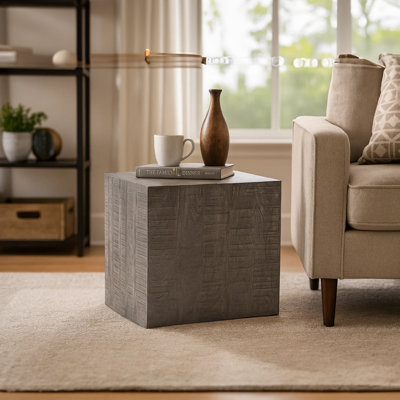 Table de bout Dalkeith | Plateau carré de 19 pouces | Bois de manguier gris sablé