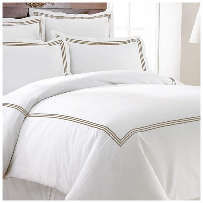 500TC Cotton Triple Embroidery Sateen Solid Duvet Cover Set
