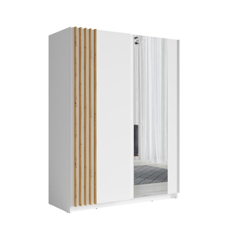 Baydero 2 Door Manufactured Wood Wardrobe, Natural/White