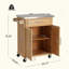 Chariot de cuisine intérieur en bambou compact avec plateau en acier inoxydable - Îlot de rangement mobile avec tiroir et armoire pour petits espaces