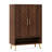 Nordic Style Dark Brown Shoe Cabinet Herringbone Pattern Door Decoration Gold Handles Gold Tapered Legs Entryway Storage Furniture