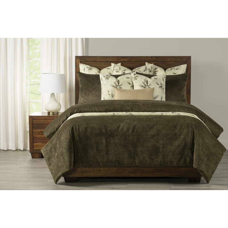 Padma Velvet Duvet Cover and Insert Set, Dark Moss, Full Duvet Cover/Insert