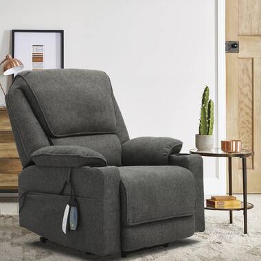 40.5 Wide Contemporary Microsuede Very Comfortable Power Reclining Heated Massage Chair Latitude Run Fabric: Dark Gray Microfiber/Microsuede