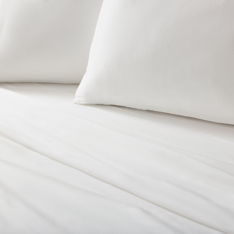 Ensemble de draps en bambou très grand divisé - 90 g / m², blanc, 60% rayonne de bambou / 40% polyester, tissage percale, poche profonde jusqu'à 14 po