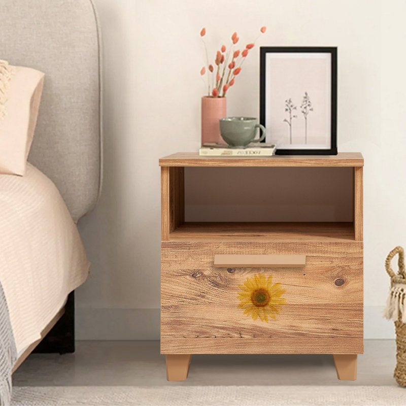 Modern Nightstand with Storage, Atlantic Pine, 17.7 x 20.5 x 15.7 inches | 100% Melamine Coated Particle Board, PVC Edge Banding, MDF Handles | Stylish & Functional Design, Perfect for Kids' Rooms & Contemporary Spaces