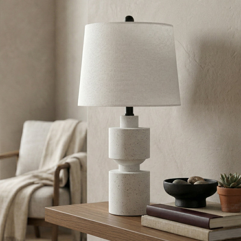 Lampe de table 24,5 "moderne en résine ivoire avec gradateur à 3 voies pour salon de chambre à coucher, table de chevet et table de chevet