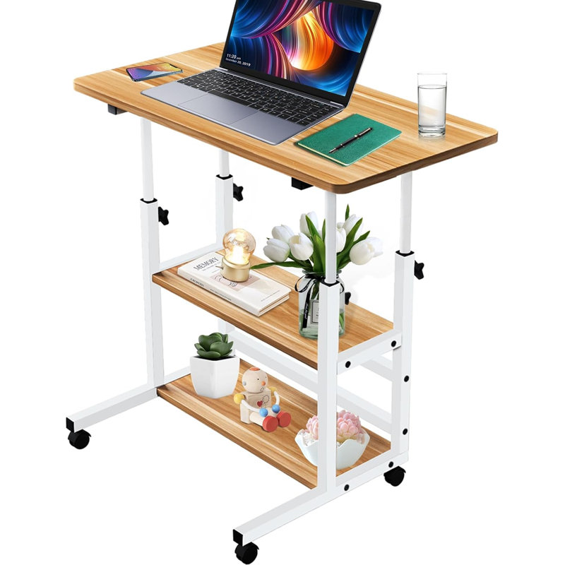 Meirion Computer Desk, Oak/White, 25" H x 31.4" W x 15.7" D