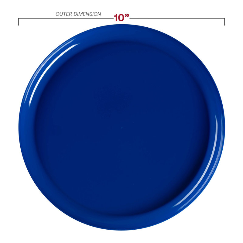 Ensemble de 120 couverts jetables en plastique plat, ronds et bleus unis