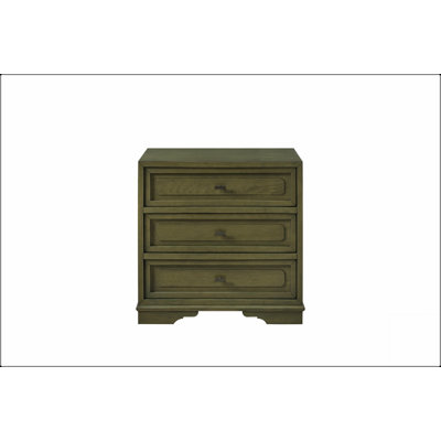 Table de chevet 3 tiroirs en pistache, parfaite pour le rangement dans la chambre à coucher et l'organisation élégante avec une fabrication durable