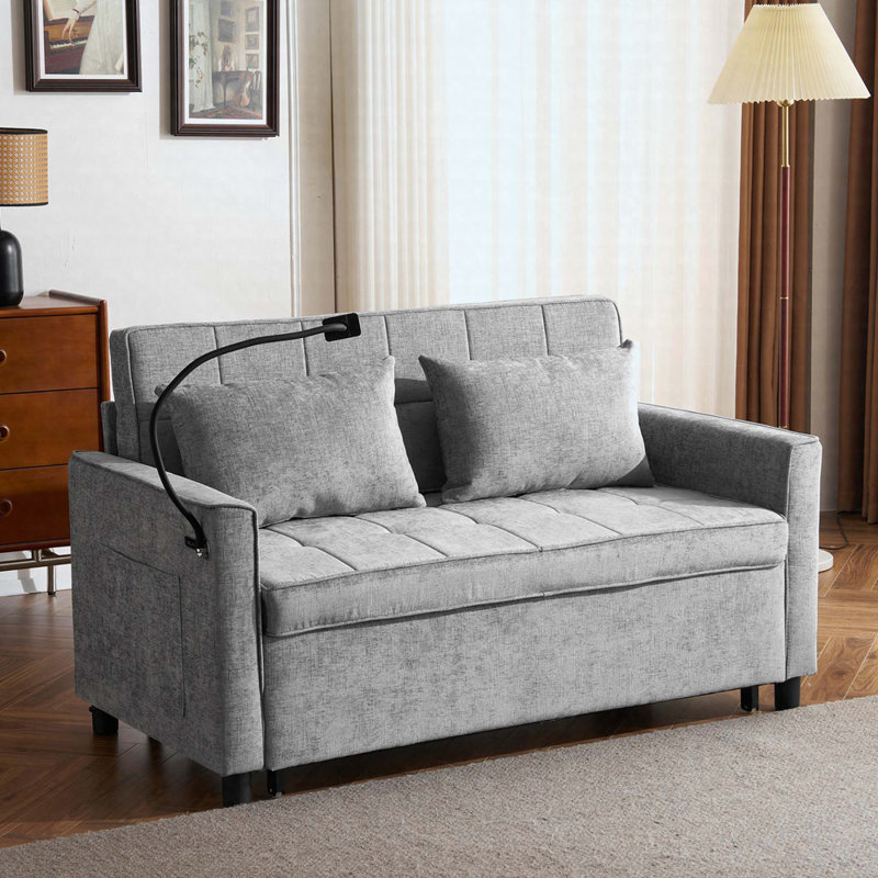 Loveseat Sofa Pull-Out Sofa Bed Sleeper Sofa, Gray