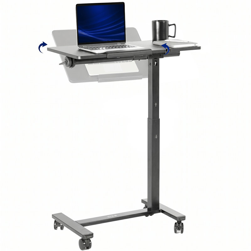 Bureau à roulettes VIVO 28 po x 16 po, réglable en hauteur, 2 roulettes