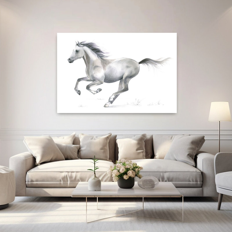 Dynamic Grace Of A Galloping Horse Elegant Contemporary Horse Nature Wall Art Print 1 Piece Wrapped Canvas Wall Art