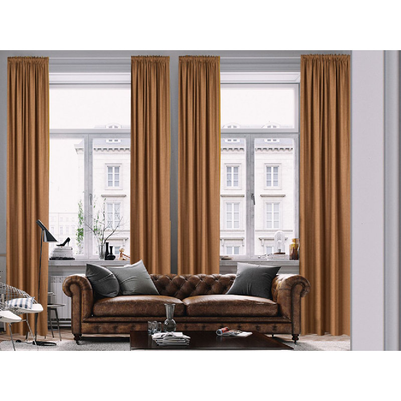 Lined Blackout Extra Long & Extra Wide Custom Made Decorative Single Panel Curtain, Cappuchino, 52" W x 168" L