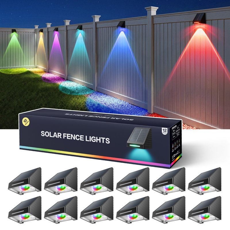 Solar Fence Lights Outdoor - Brighter Focused Lens,  Fence Solar Lights Outdoor Waterproof, Auto On/off Deck Lighting For Wall, Patio, Backyard, Step, Railing