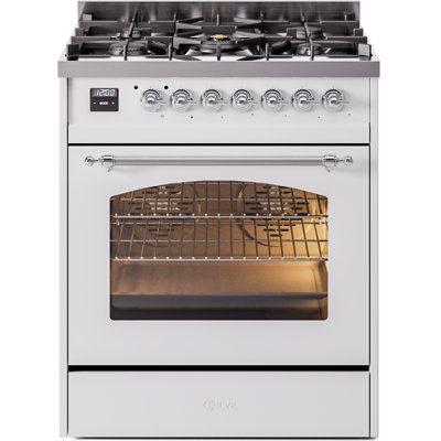 Cuisinière ILVE Nostalgie II Series 30 po à double combustible avec 5 brûleurs scellés (gaz naturel, porte vitrée)