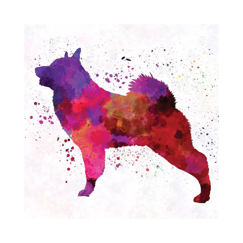 Norwegian Elkhound In Watercolour by Paul Rommer - Wrapped Canvas Gallery-Wrapped Canvas Giclée, 45.72 cm H x 45.72 cm W