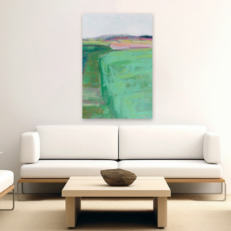 Champ vert pâle - Art contemporain de paysages, H 60 po x l 40 po