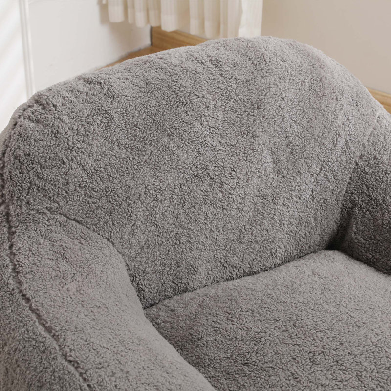 Grand fauteuil à billes Comfy avec accoudoirs et rembourrage en mousse à mémoire de forme, Ourson gris clair