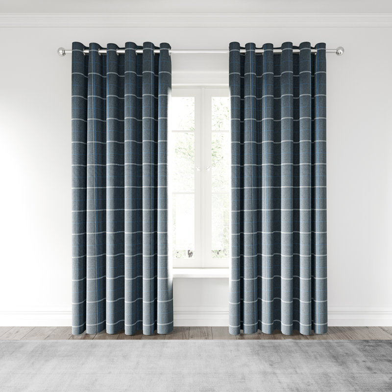 Harper Lined Eyelet Room Darkening Curtains, Width 168 x Drop 183cm, Navy