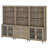 Sideboard Cabinet With Bar Hutch, Buffet Cabinet With 4 Glass Doors, 3 Drawers And 3 Tier Shelves, Wash Gray, 101''