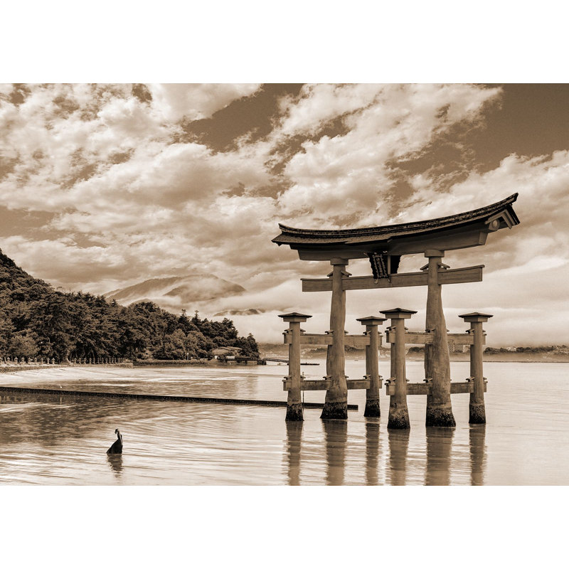 3AP6284 Itsukushima Shrine, Hiroshima, Japan (BW) 1 Piece Wrapped Canvas Wall Art, 70cm H x 100cm W x 4cm D