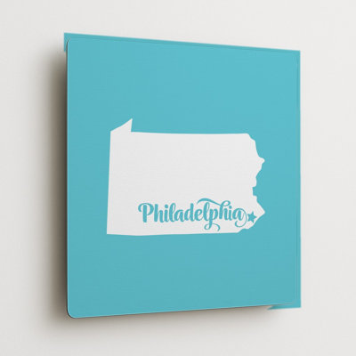 Douce Philadelphie — Silhouette de l'État de Pennsylvanie — Décoration murale carrée en métal