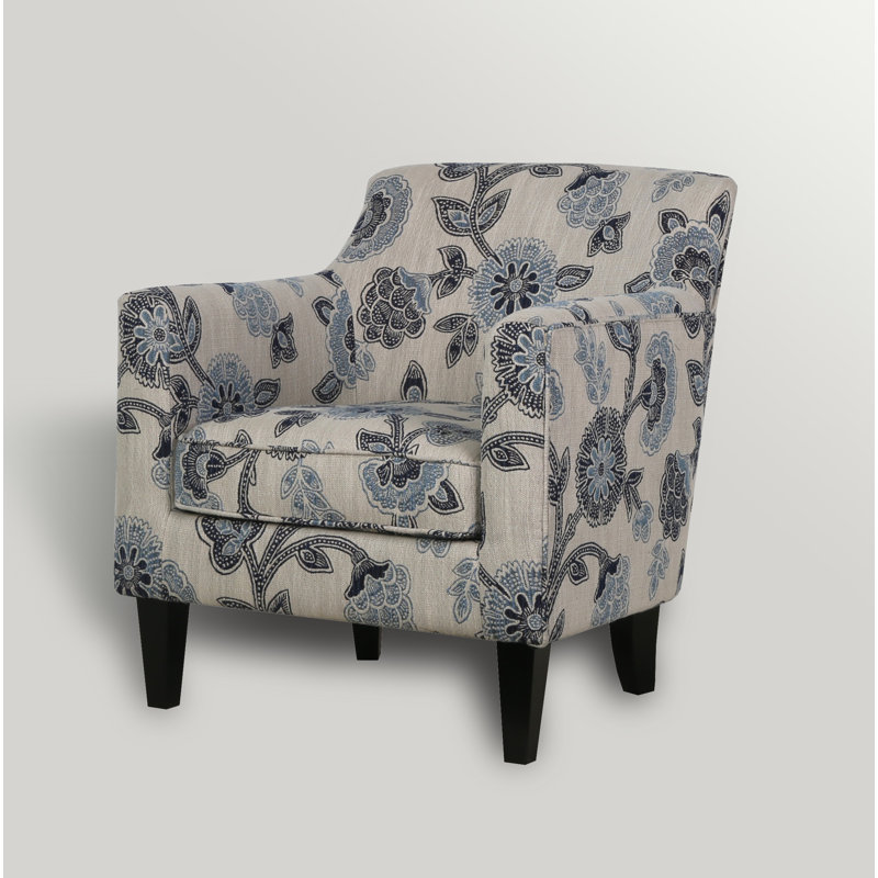 Labrea Upholstered Armchair, Blue Floral Linen Blend