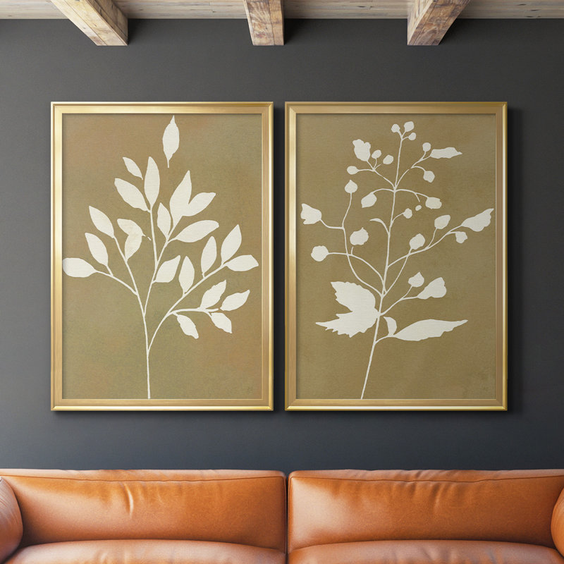 Toile encadrée de qualité supérieure Honey Botanical I - prête à être accrochée, H 24,5 po x l 37 po x P 1,25 po, Or
