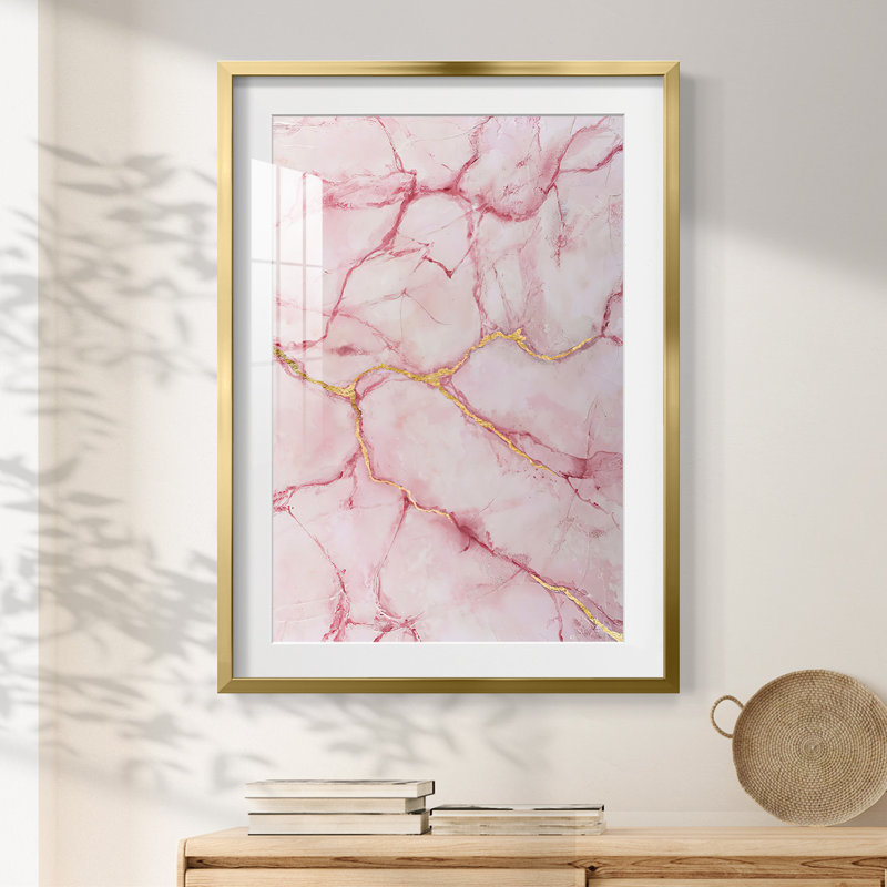 Rose Marble II -Framed Print, 28.5" H x 20.5" W, Gold
