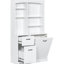 Rangement pour salle de bain, panier inclinable de 70,9 po de hauteur, tiroirs, tablettes réglables, finition blanche, poignées noires mates pour la salle de bain, les tablettes de buanderie et de garde-robe, peint en acier