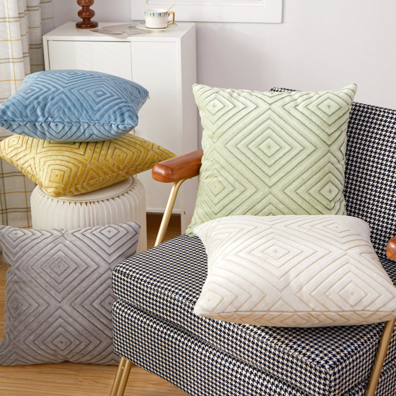 Geometric Reversible Pillow Cover, White