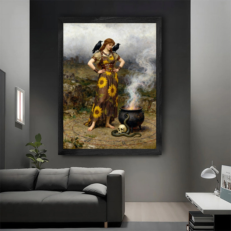 «Black», art mural fantaisiste, chaudron de sorcière, H 11 po x l 9 po
