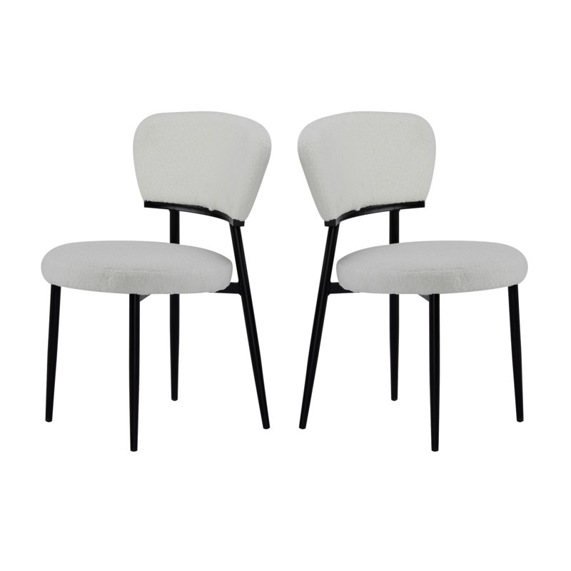 Upholstered Dinning Chair Set Of 2-White, White