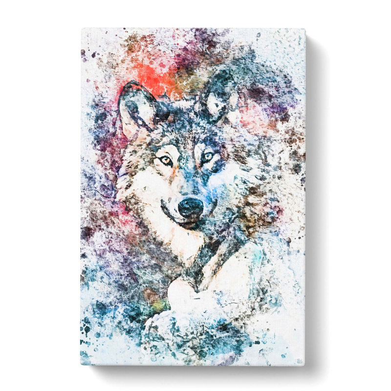 Wolf In Abstract - Wrapped Canvas Painting, 60cm H x 40cm W x 3cm D