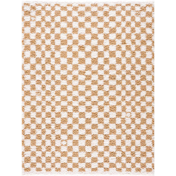 Bungalow Rose Viesville Checkered Yellow Area Rug & Reviews | Wayfair