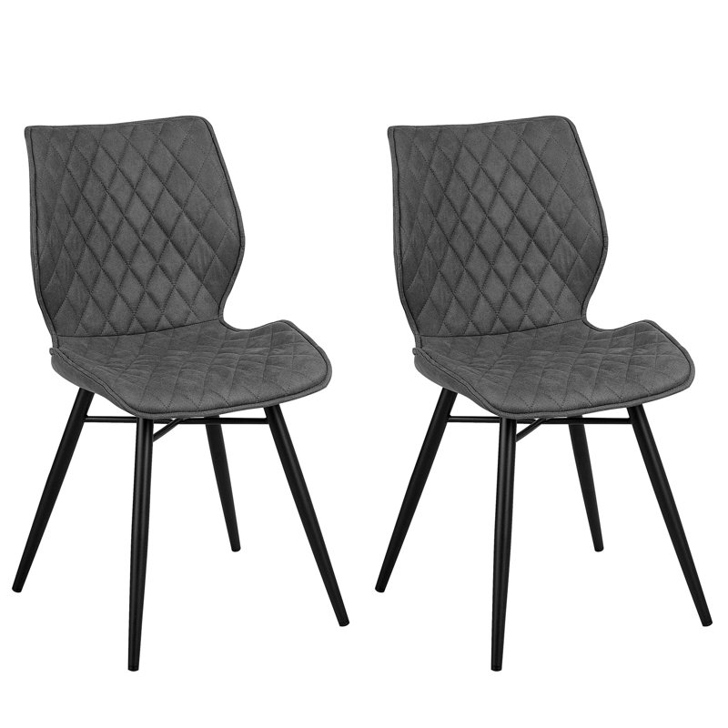 Mahaffie 43cm H Tufted Polyester Blend Upholstered Side Chair, Grey