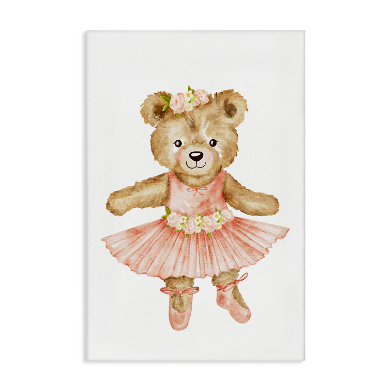 Ours en peluche floral, toile par Amy Hall, H 24 po x l 16 po
