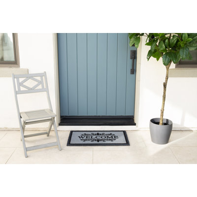 Clara Welcome Flocked Non-Slip Outdoor Coir Doormat