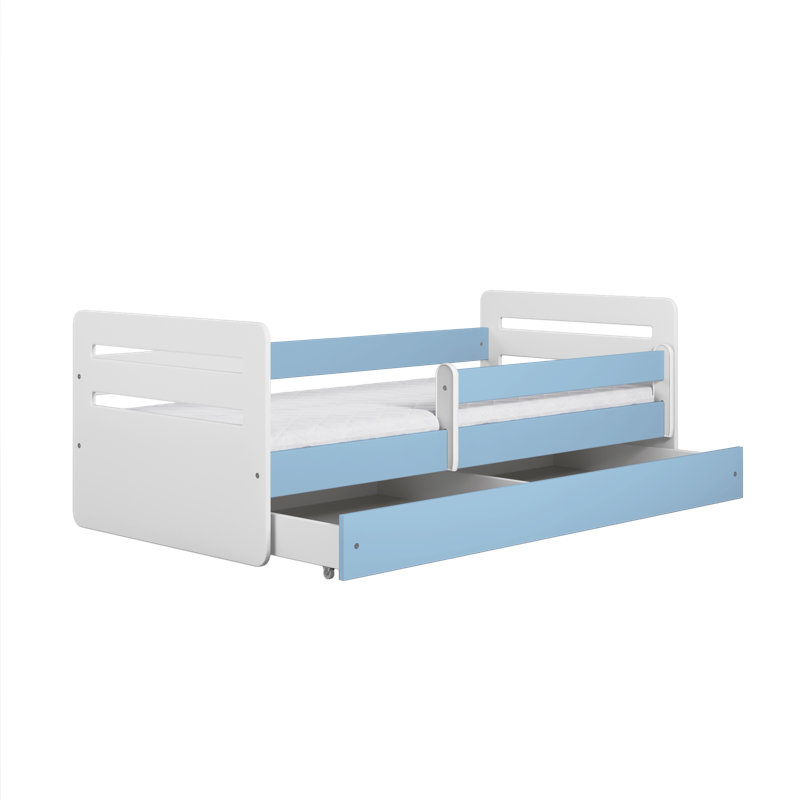 Molly Drawer Convertible Bed and Mattress, European Toddler (80 x 160 cm), Blue