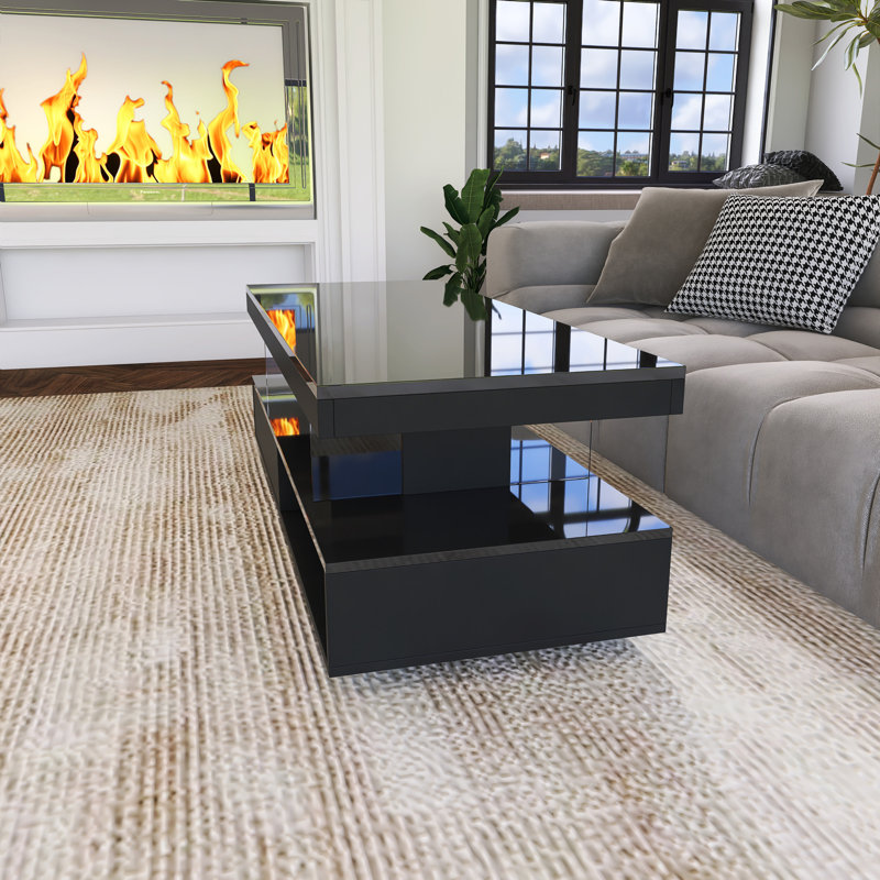 Modern LED Coffee Table, Black