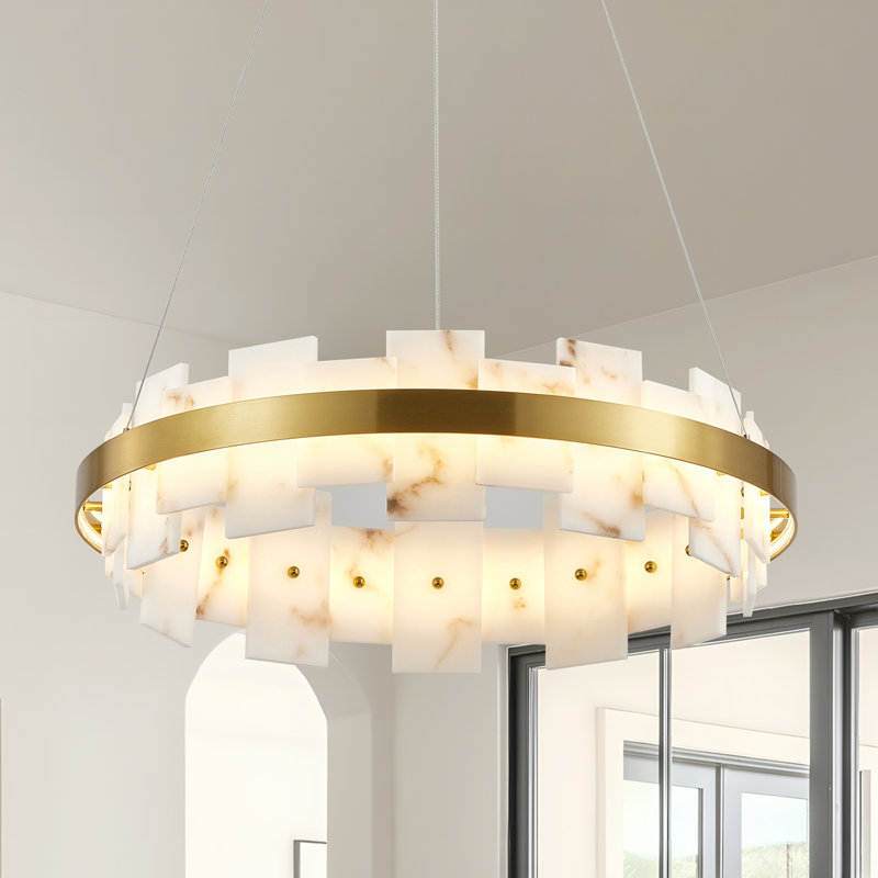 Modern Alabaster Linear Chandelier