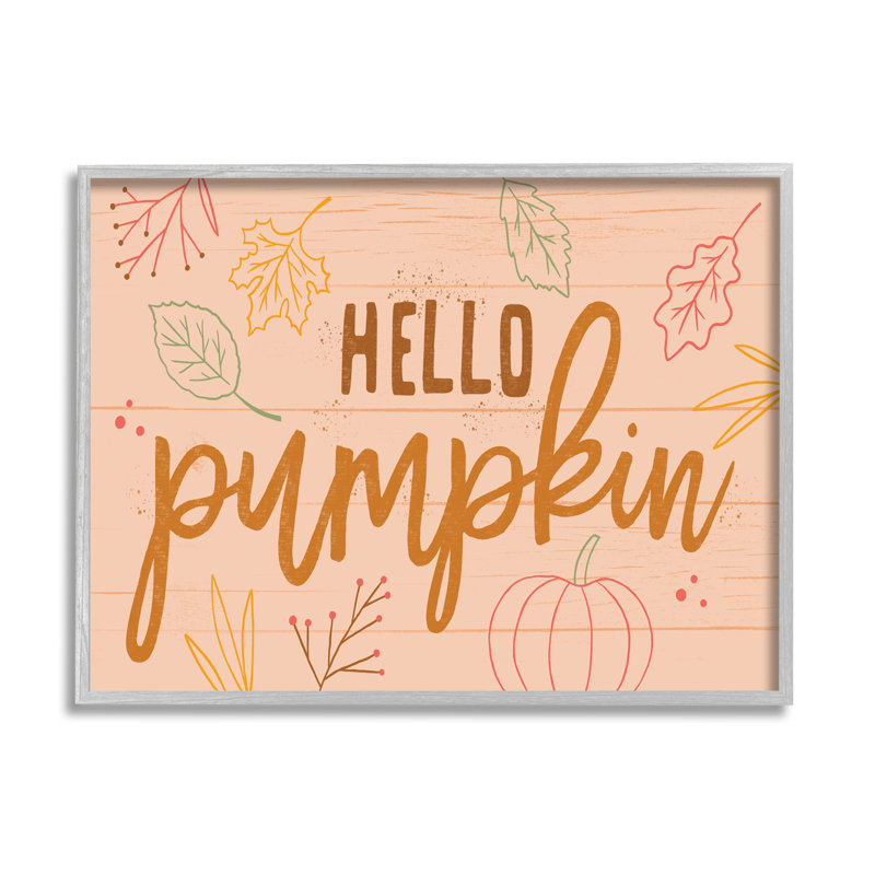 «Hello Pumpkin» à motifs botaniques d'automne, art texturé noir sur estampe numérique par Nina Seven