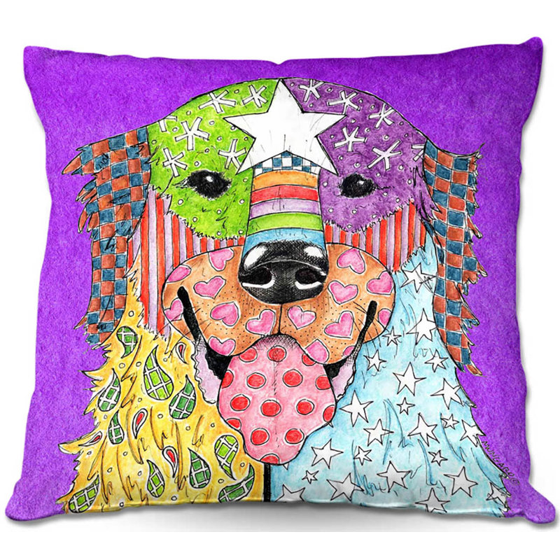  Coussin Couch Retriever Dog, 16 po x 1 po, Mauve