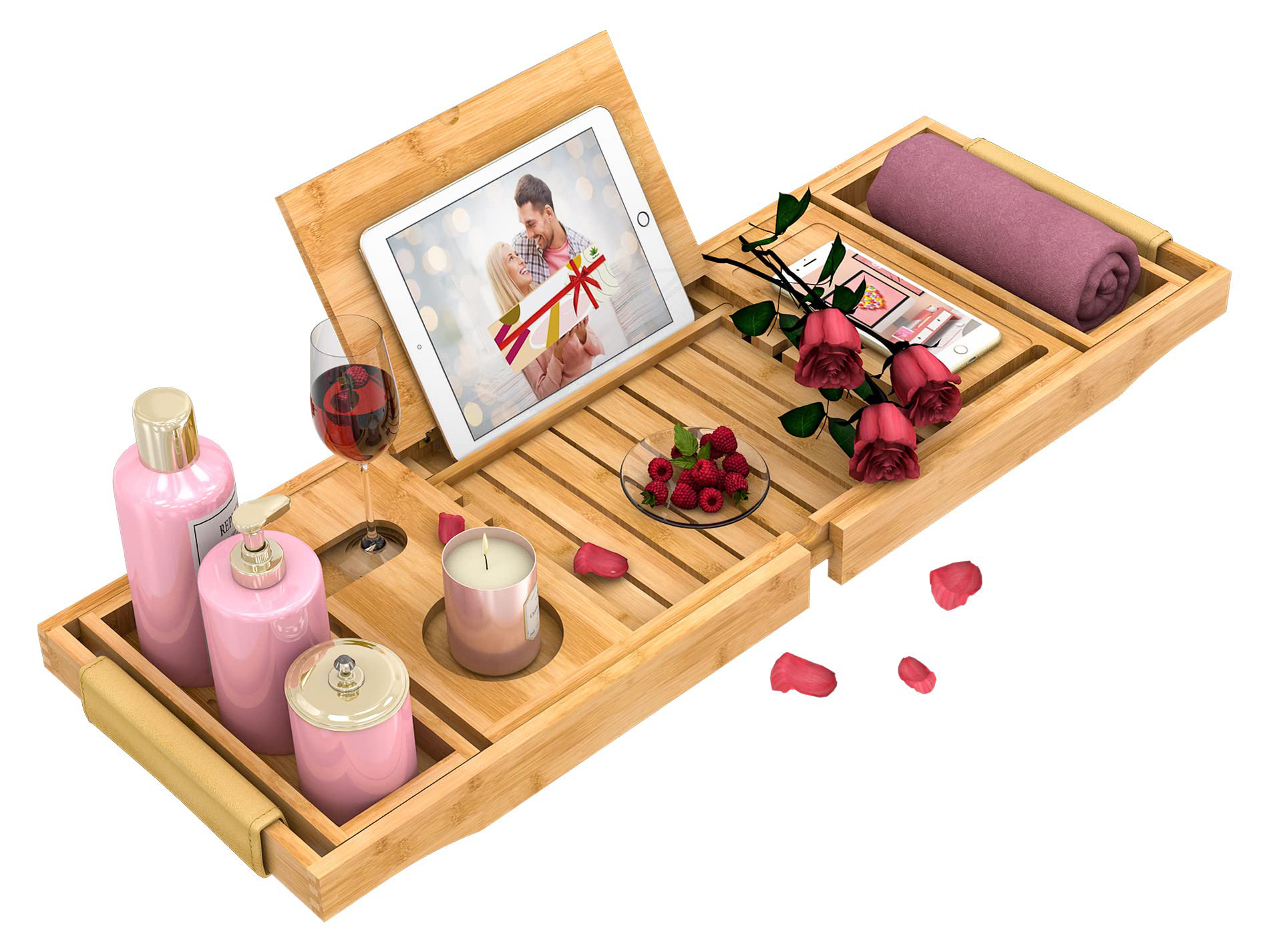 Idylwood Freestanding Bamboo Bath Caddy - Walnut