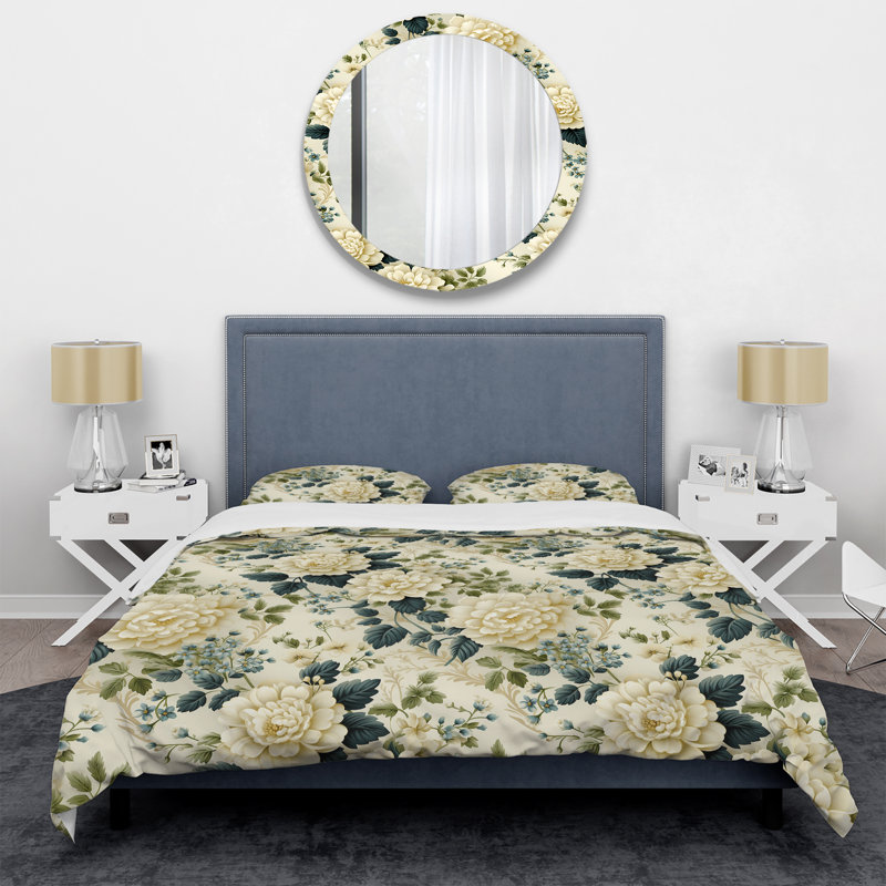 Vintage Lace Trellis Victorian Pattern IV - Floral Duvet Cover Set, Housse de couette pour très grand lit et 2 très