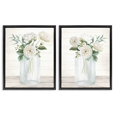 Ensemble de 2 cadres flottants Soft Patience Flowers, design par Kim Allen