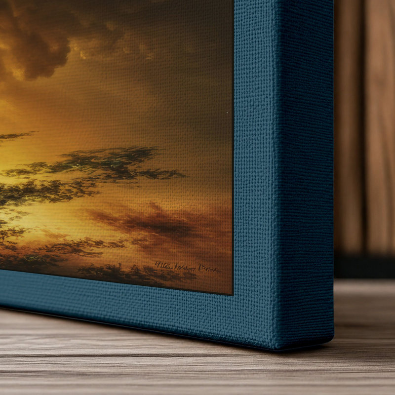 Sky Meets Water Coastal - Wrapped Canvas, 18x12 - 45.7 x 30.5 cm, Teal Border
