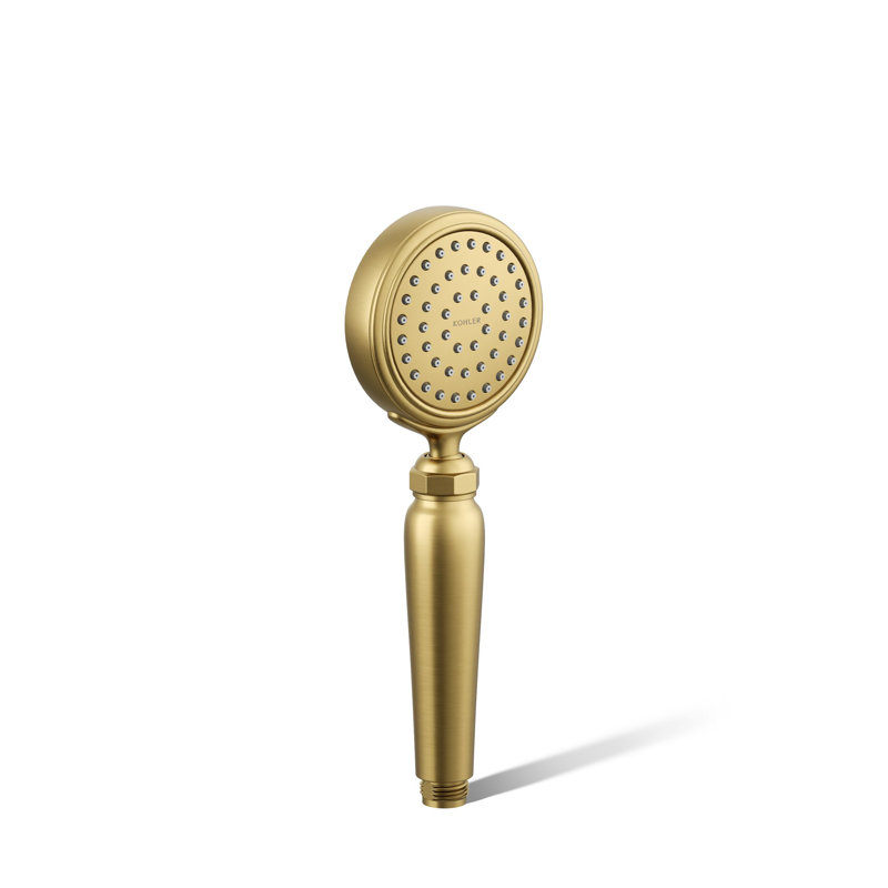 Pomme de douche à main double / standard Artifacts avec jet d'air à induction Katalyst, Laiton brossé moderne éclatant
